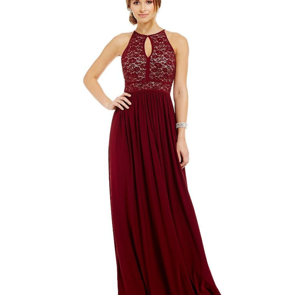 Morgan & Co long halter sequin dress size 1